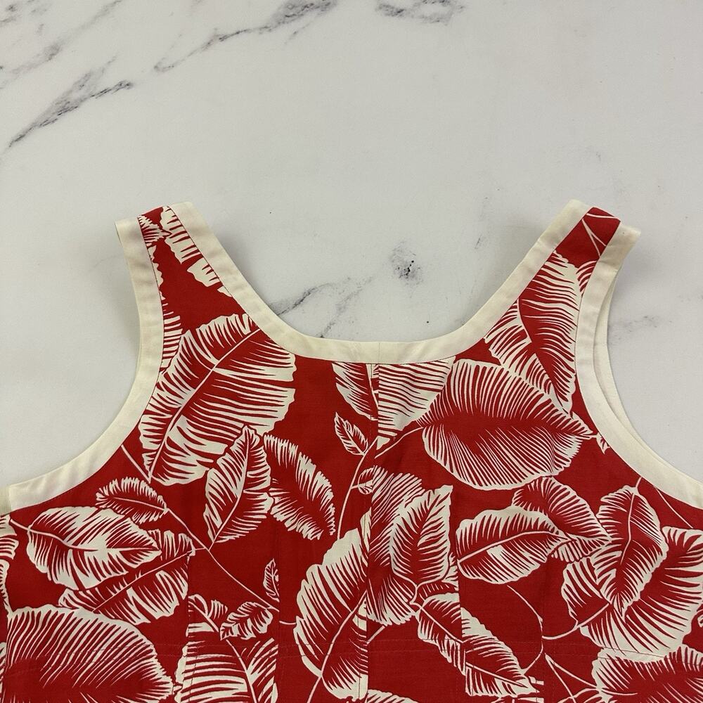 Nine West Vintage Y2k Tropical Floral Top Size 14 Red White Tropical Sleeveless - Picture 7 of 9